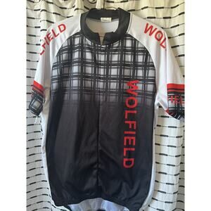 Wolfield Cycling Jersey Men's Large 3/4 Zip Black White Red